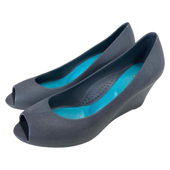Oka-B Emery Size 9 Jelly Peep Toe Wedge Pump Heels Sandals Slip On Comfort - Picture 1 of 8